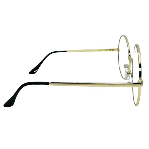 6021 | Gold Oversize Round Clear Lens Glasses - Picture 3 of 5